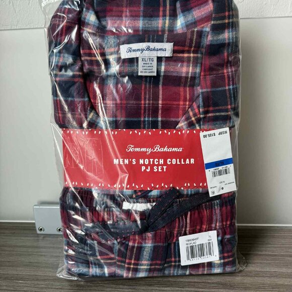 Tommy Bahama Flannel Long Sleeve & Pants Pajama PJ Set  $105 Red Plaid - Picture 11 of 13